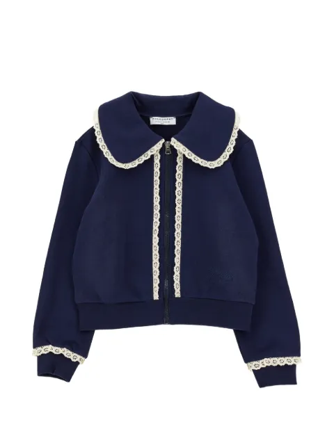 Philosophy Di Lorenzo Serafini Kids lace-trim Peter Pan-colla zip-up sweater