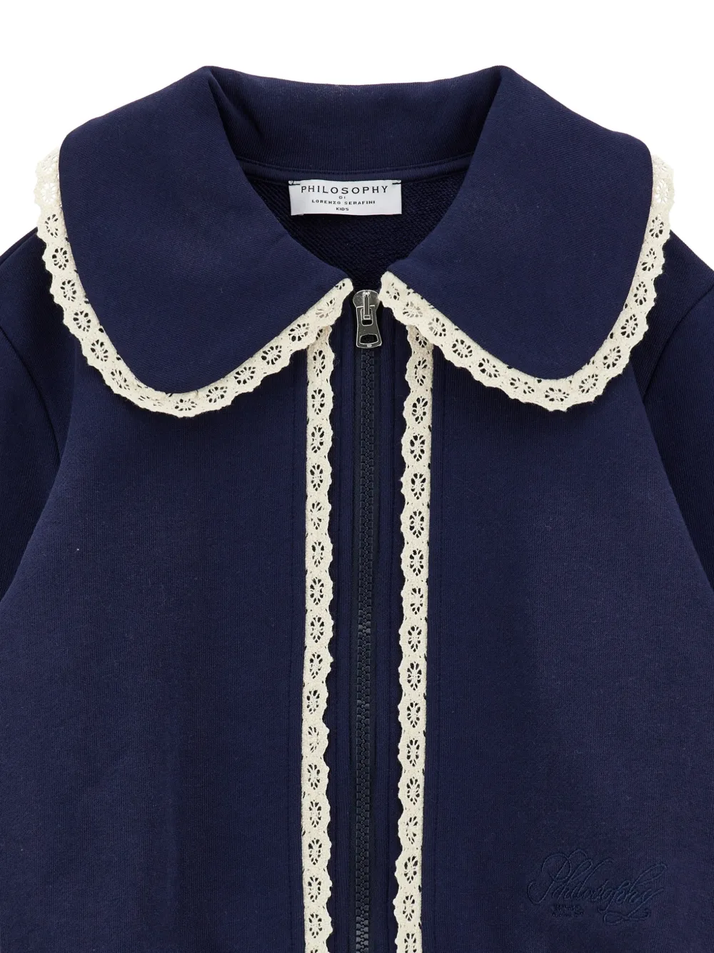 Philosophy Di Lorenzo Serafini Kids Trui met Peter Pan kraag en rits Blauw