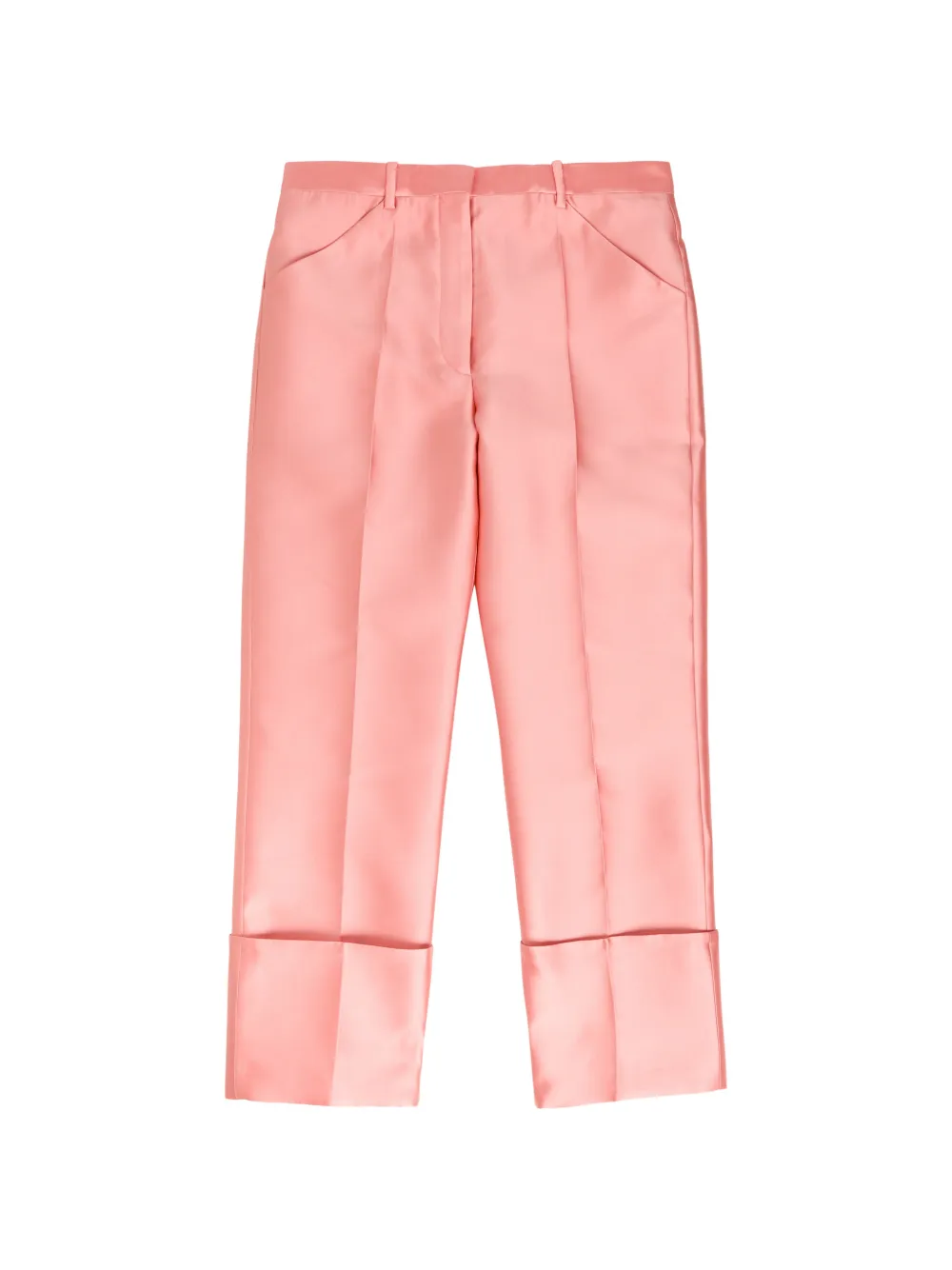 CALVIN KLEIN COLLECTION satin-finish turned-up-cuff trousers - Rosa