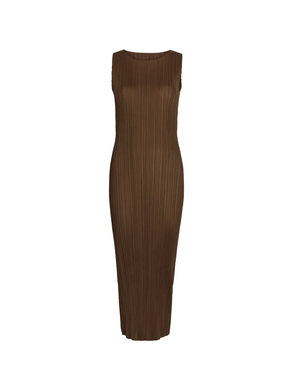 Issey Miyake pleated sleeveless maxi dress - Braun