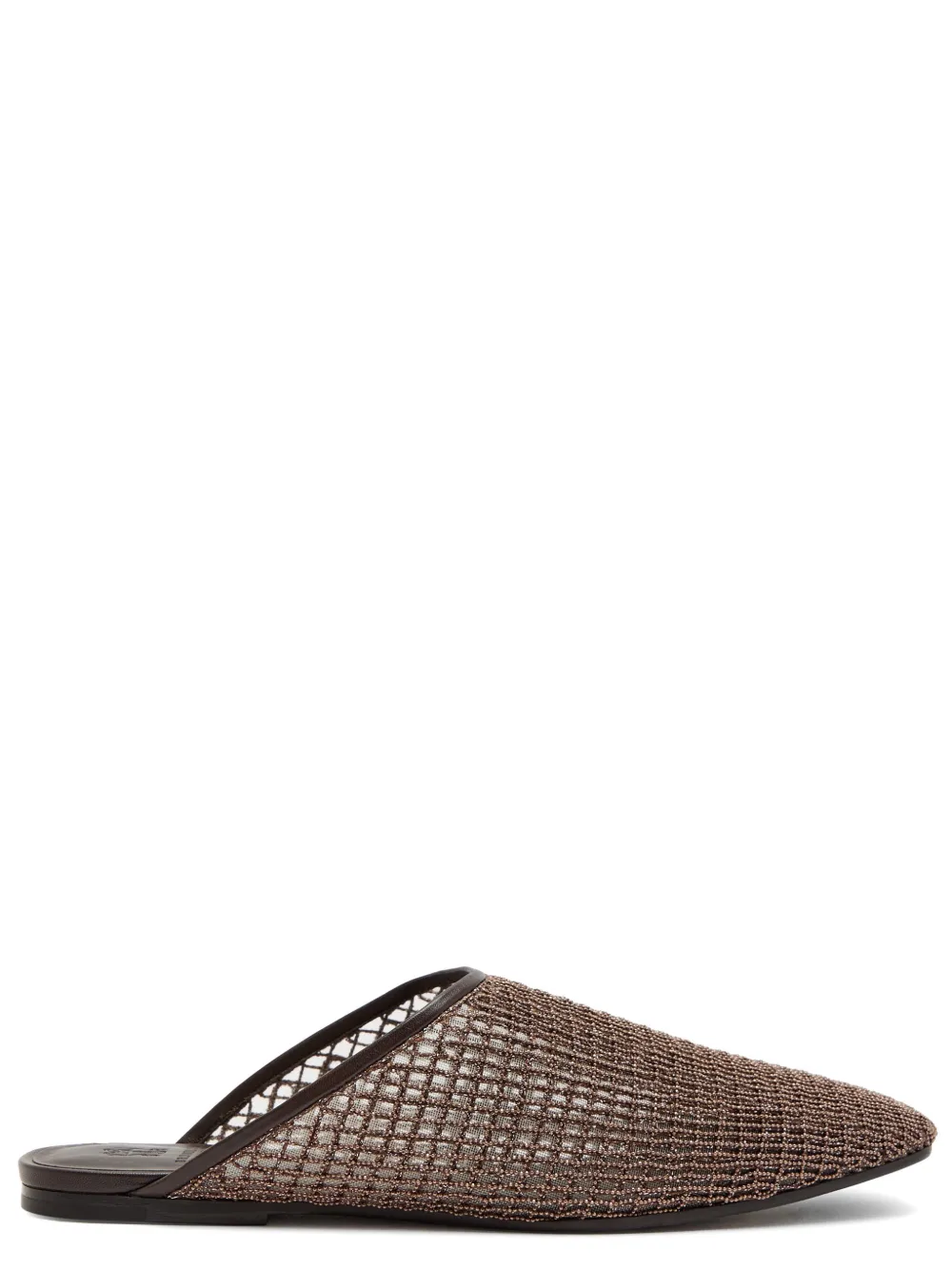 Brunello Cucinelli Monili-embellished mesh mules Bruin