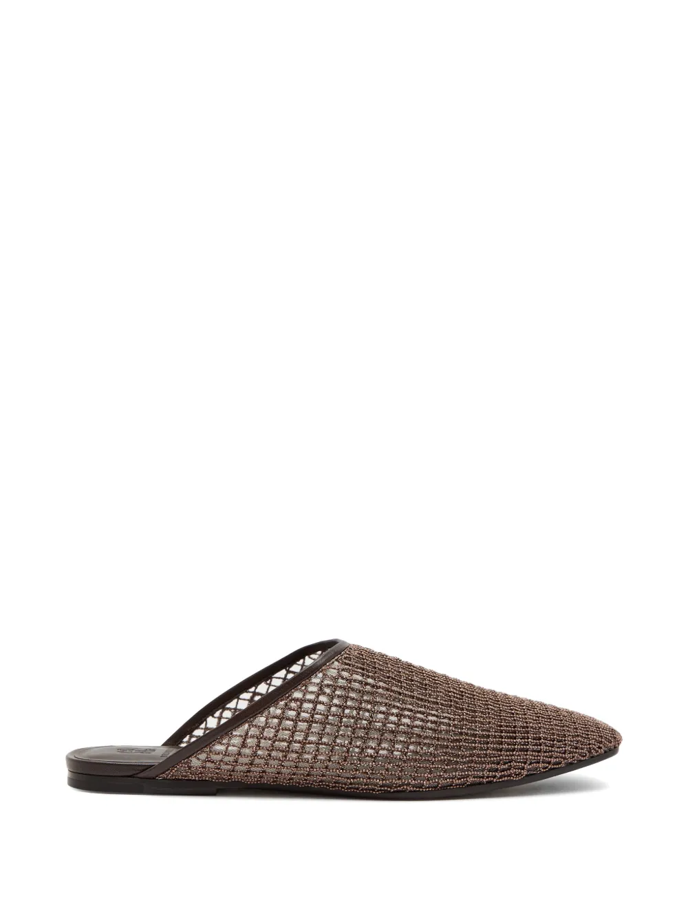 Brunello Cucinelli Monili-embellished mesh mules - Brown
