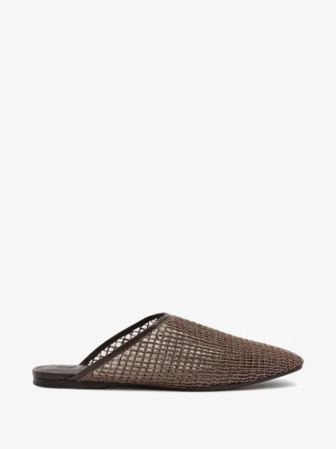 Brunello Cucinelli Monili-embellished mesh mules