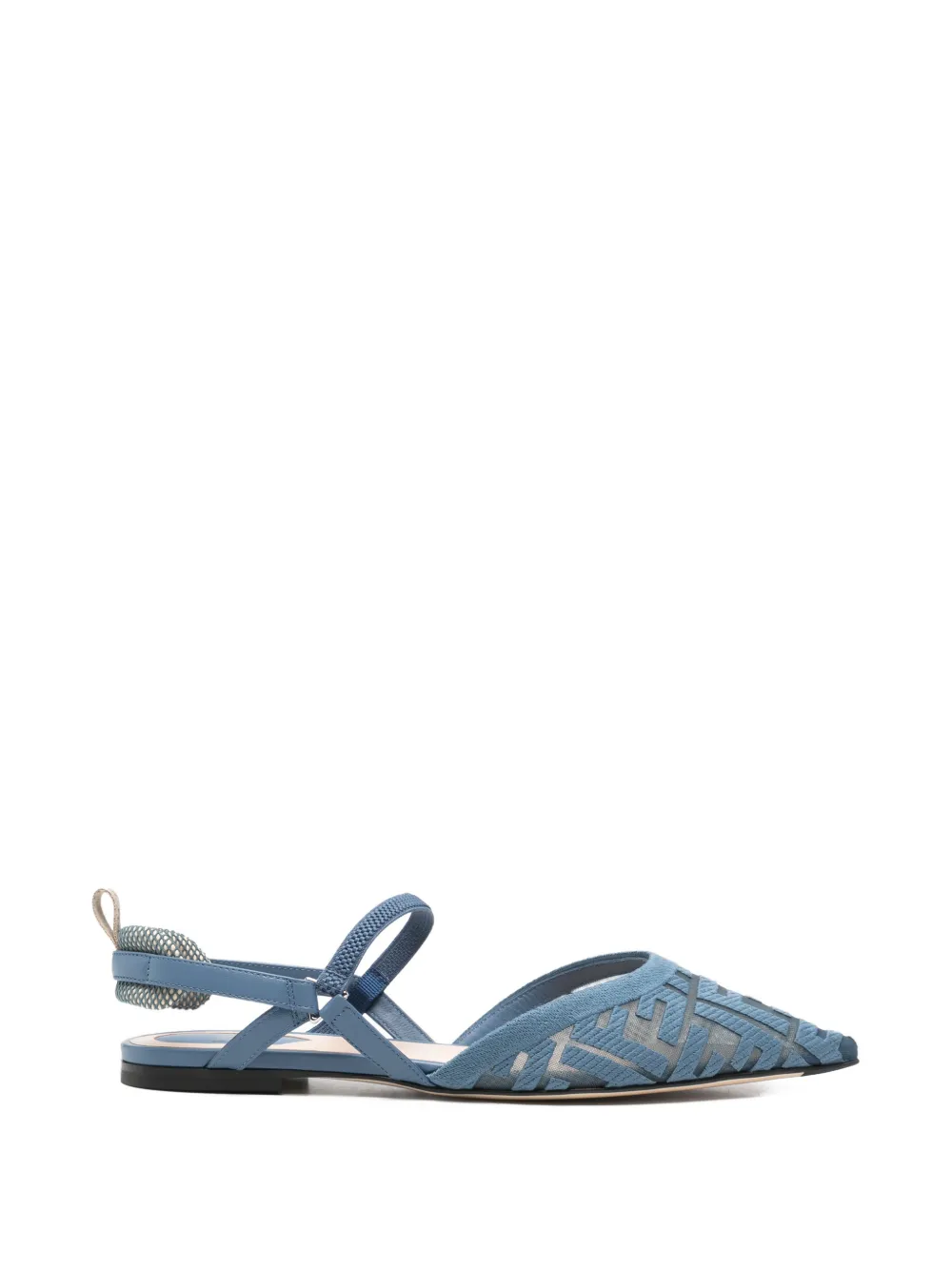 Fendi Ff-motif Slingback Pumps Flats In Blue