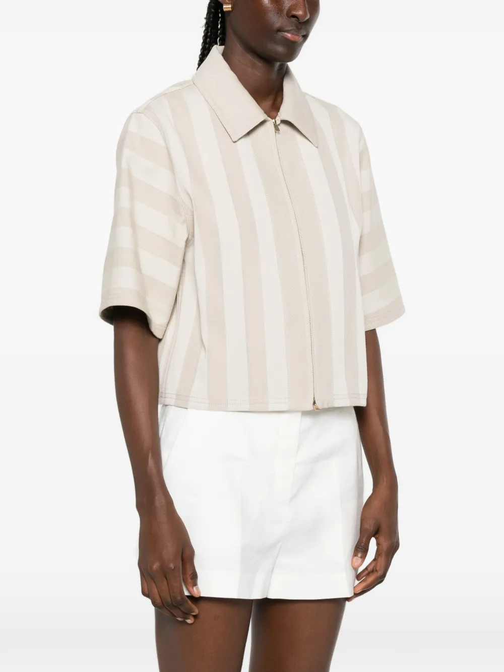 FENDI Gestreept jack met korte mouwen Beige