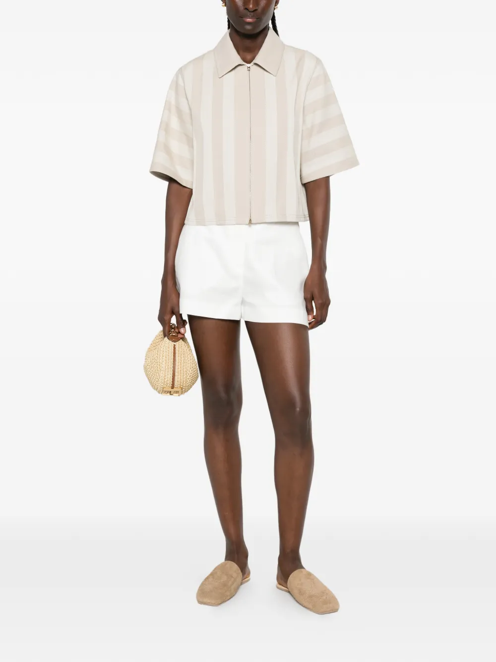 FENDI Gestreept jack met korte mouwen Beige