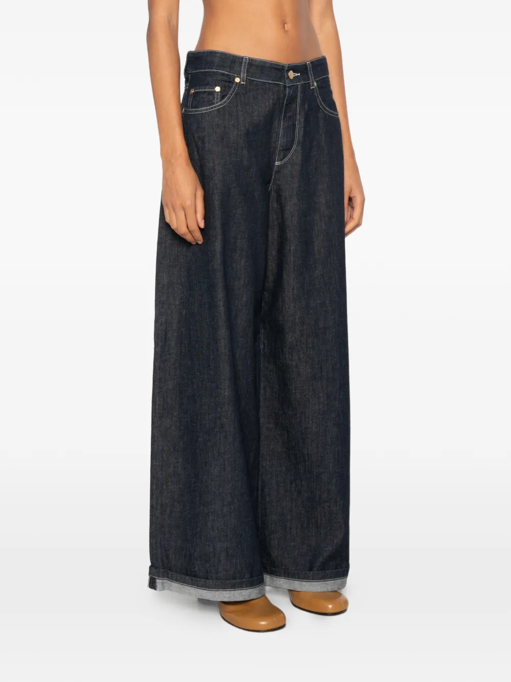  's Max Mara Vaqueros Anchos Con Bajos Vueltos - Azul 