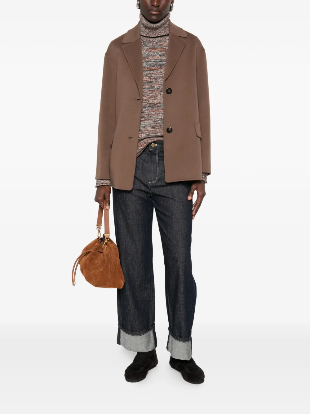 'S Max Mara Melfi jack met enkele rij knopen en gekerfde revers Bruin