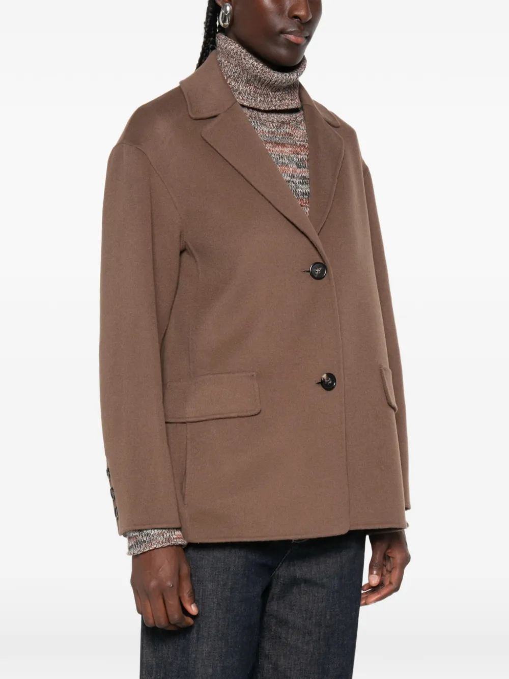 'S Max Mara Melfi jack met enkele rij knopen en gekerfde revers Bruin