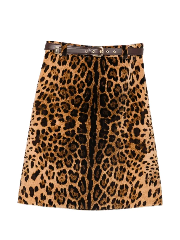 Max Mara Falange Leopard-print Belted Skirt in Neutrals