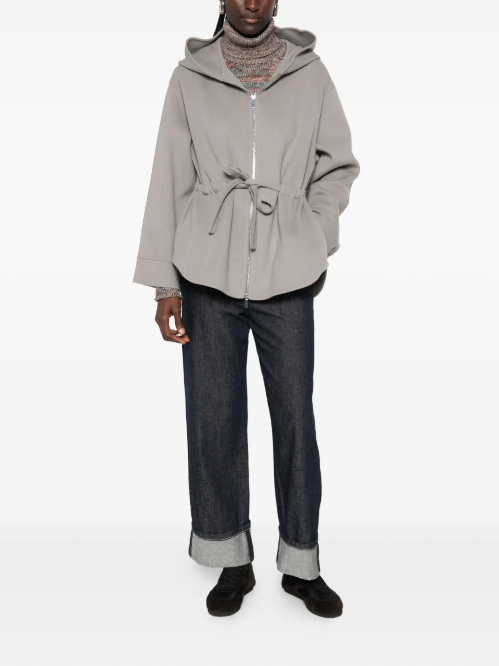 'S Max Mara Monia jack met capuchon en ceintuur Grijs