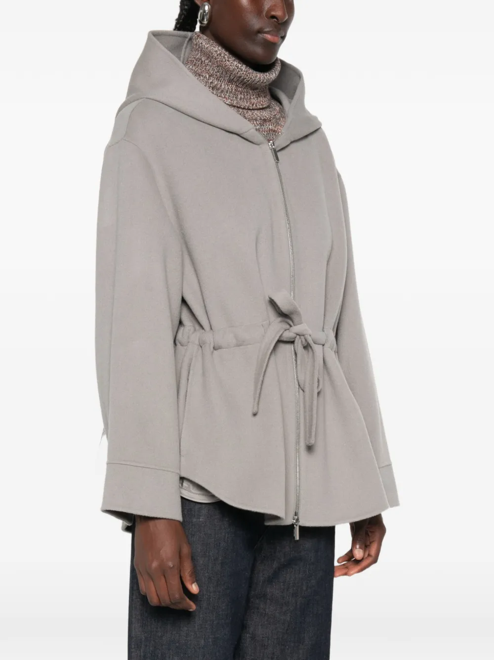 'S Max Mara Monia jack met capuchon en ceintuur Grijs