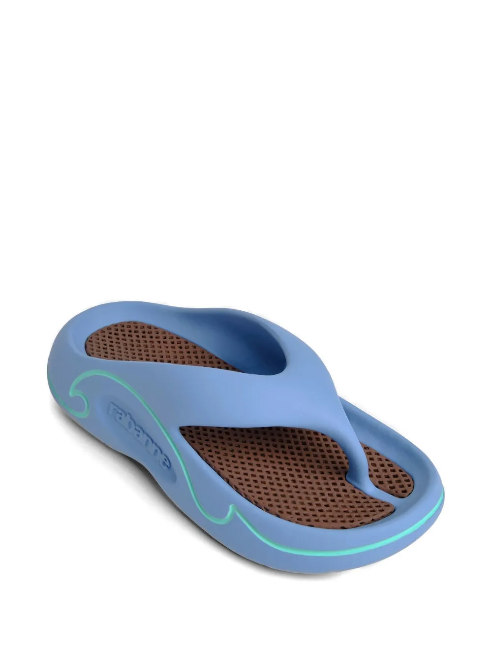 Rabanne Teenslippers met logo-reliëf en teenbandje Blauw