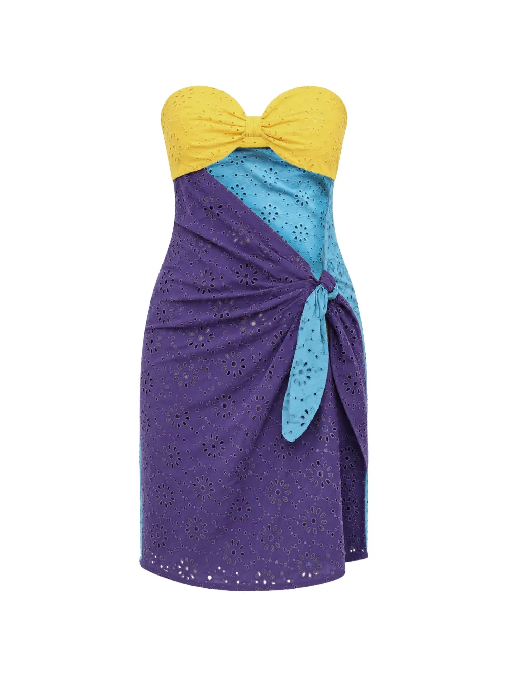 DSQUARED2 color-block eyelet mini dress - Blue