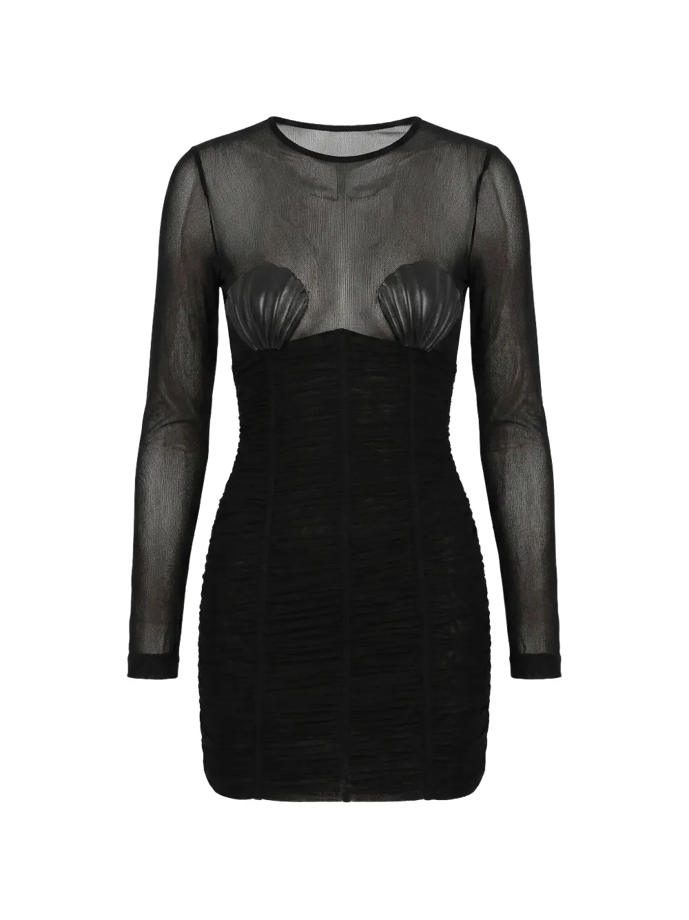 DSQUARED2 shell-detail ruched mini dress - Schwarz