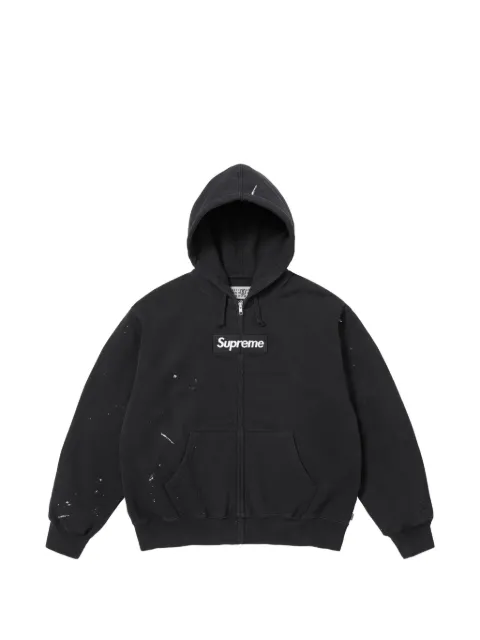 Supreme paint-splatter logo-patch hoodie