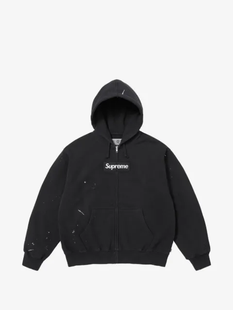Supreme paint-splatter logo-patch hoodie