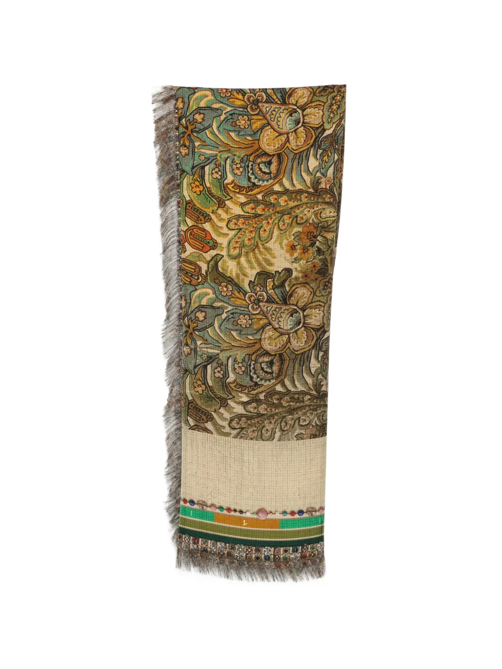 Pierre-Louis Mascia floral-print frayed scarf - Toni neutri