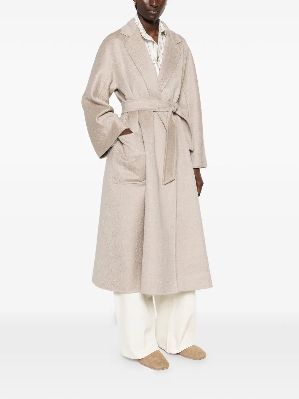  Max Mara Abrigo Con Cinturón - Neutro 