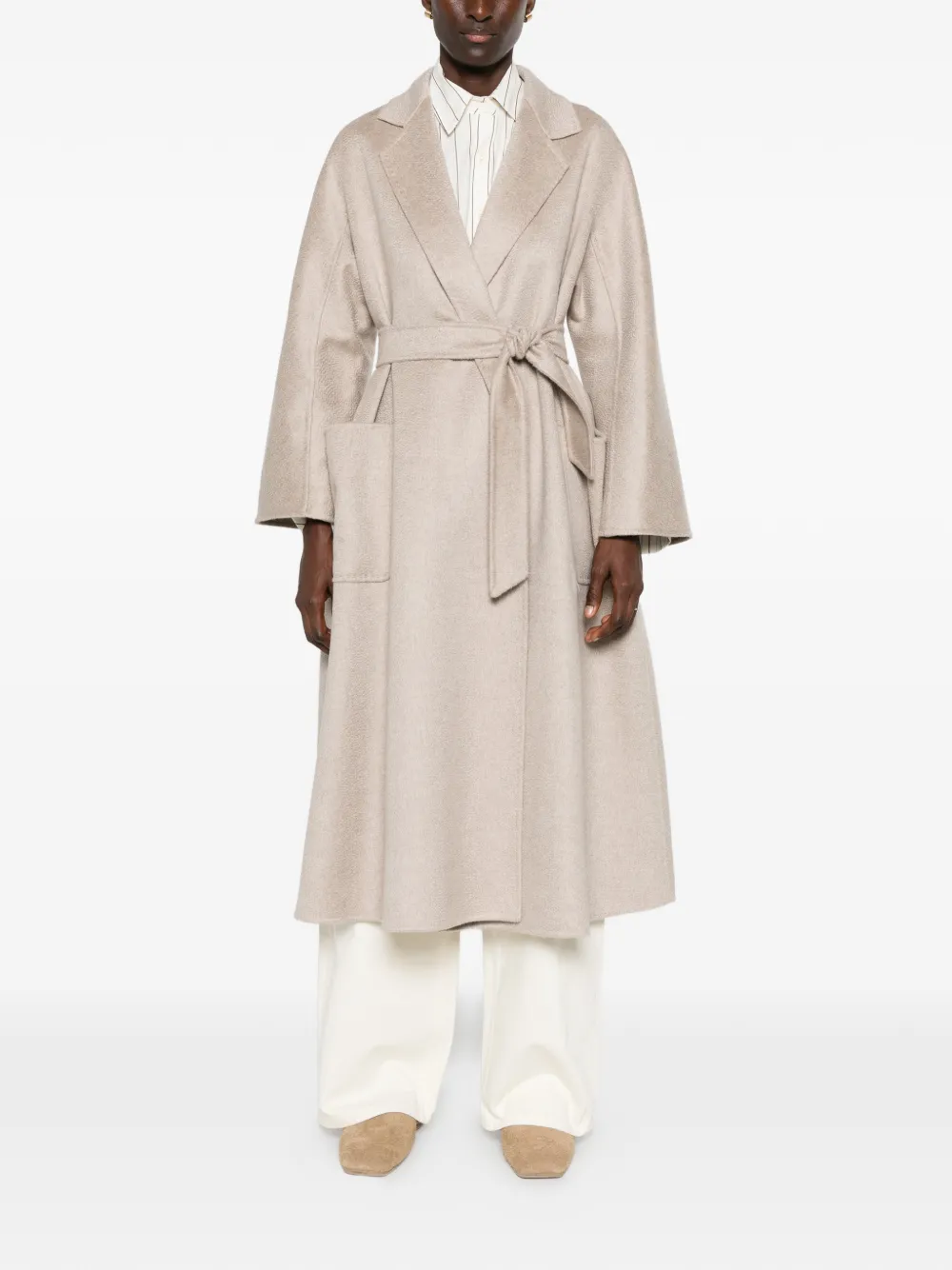  Max Mara Abrigo Con Cinturón - Neutro 