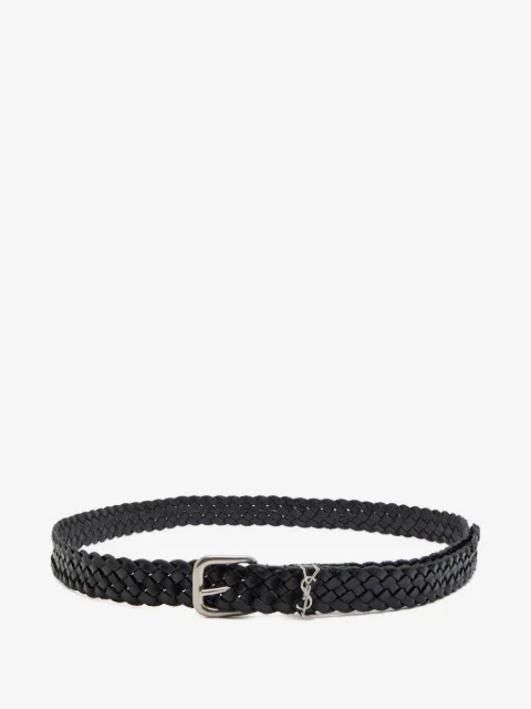 Saint Laurent braided logo-detail belt