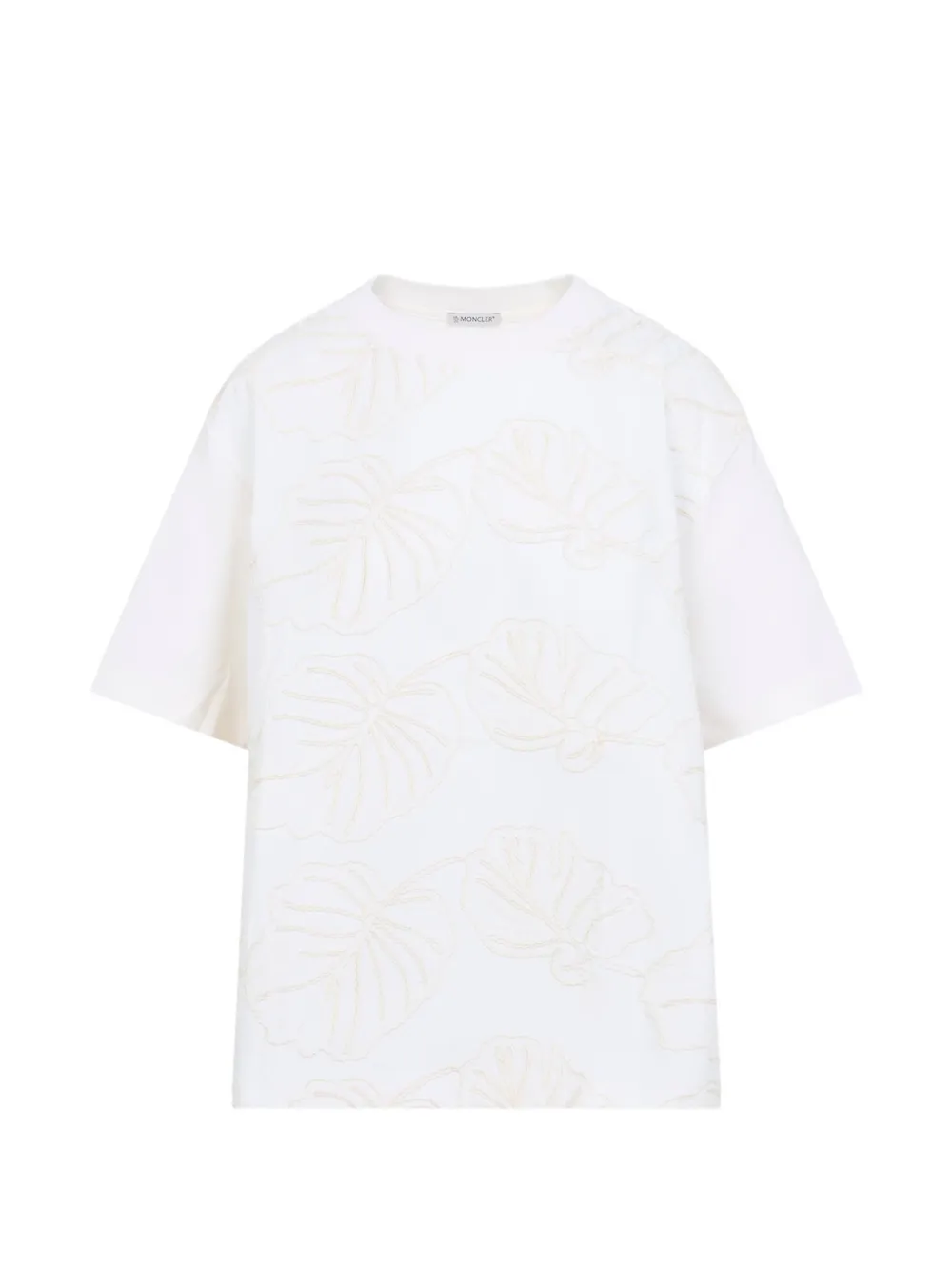 Moncler T-shirt met geborduurde bloemen en lint detail Wit