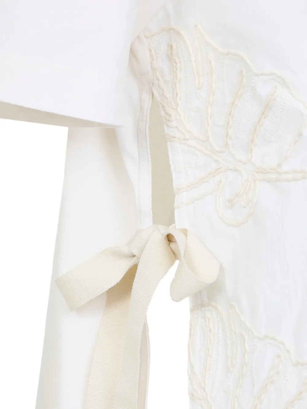 Moncler T-shirt met geborduurde bloemen en lint detail Wit