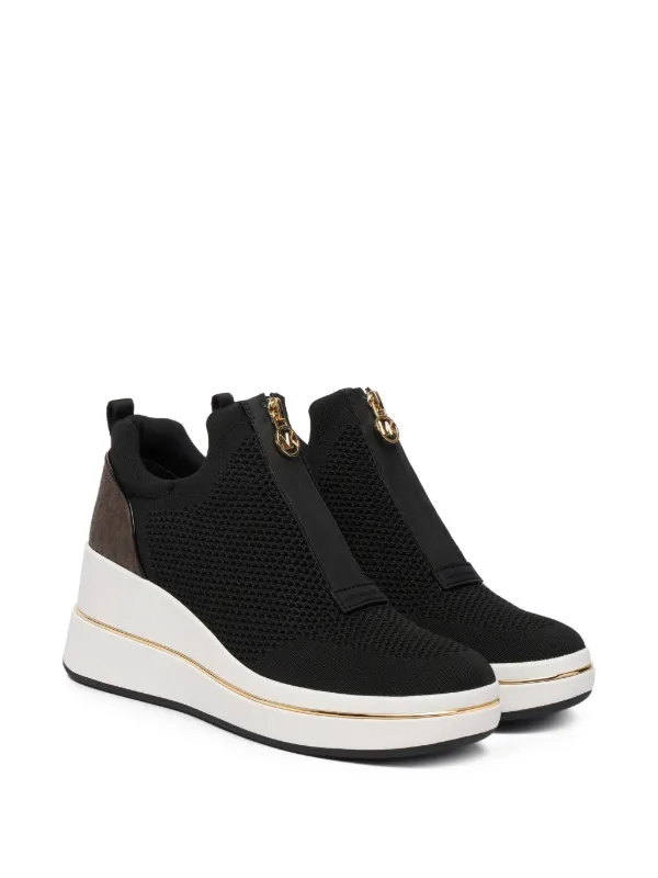 mi-ami♡ Michael Michael Kors Emmy zip-fastening Monogram Sneakers | Black