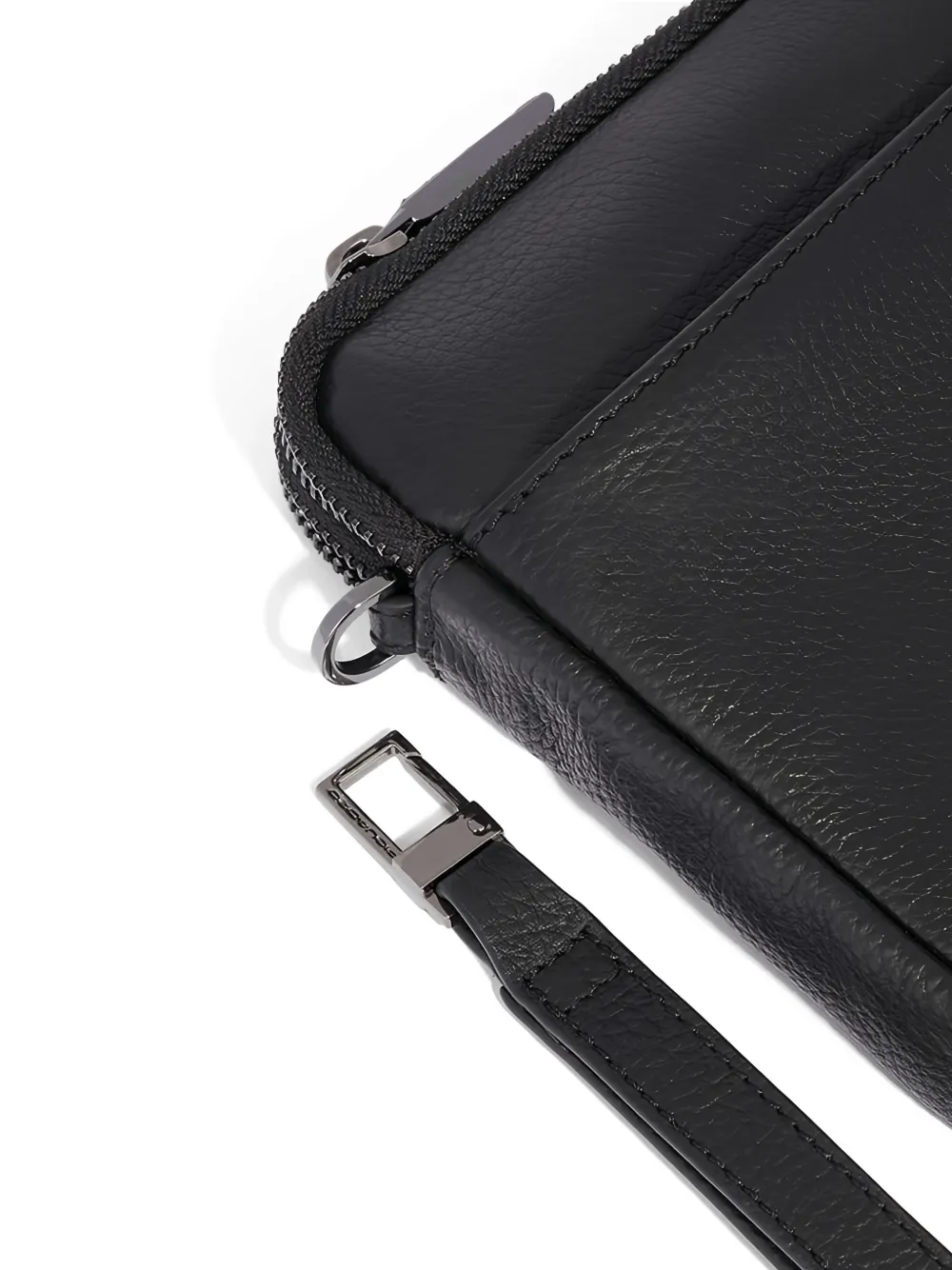PIQUADRO Bewerkte leren clutch Zwart