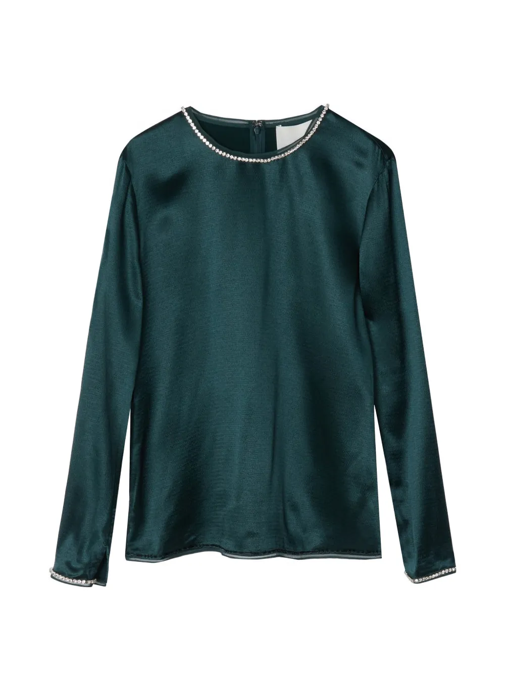 3.1 Phillip Lim crystal-trim long-sleeve blouse - Verde