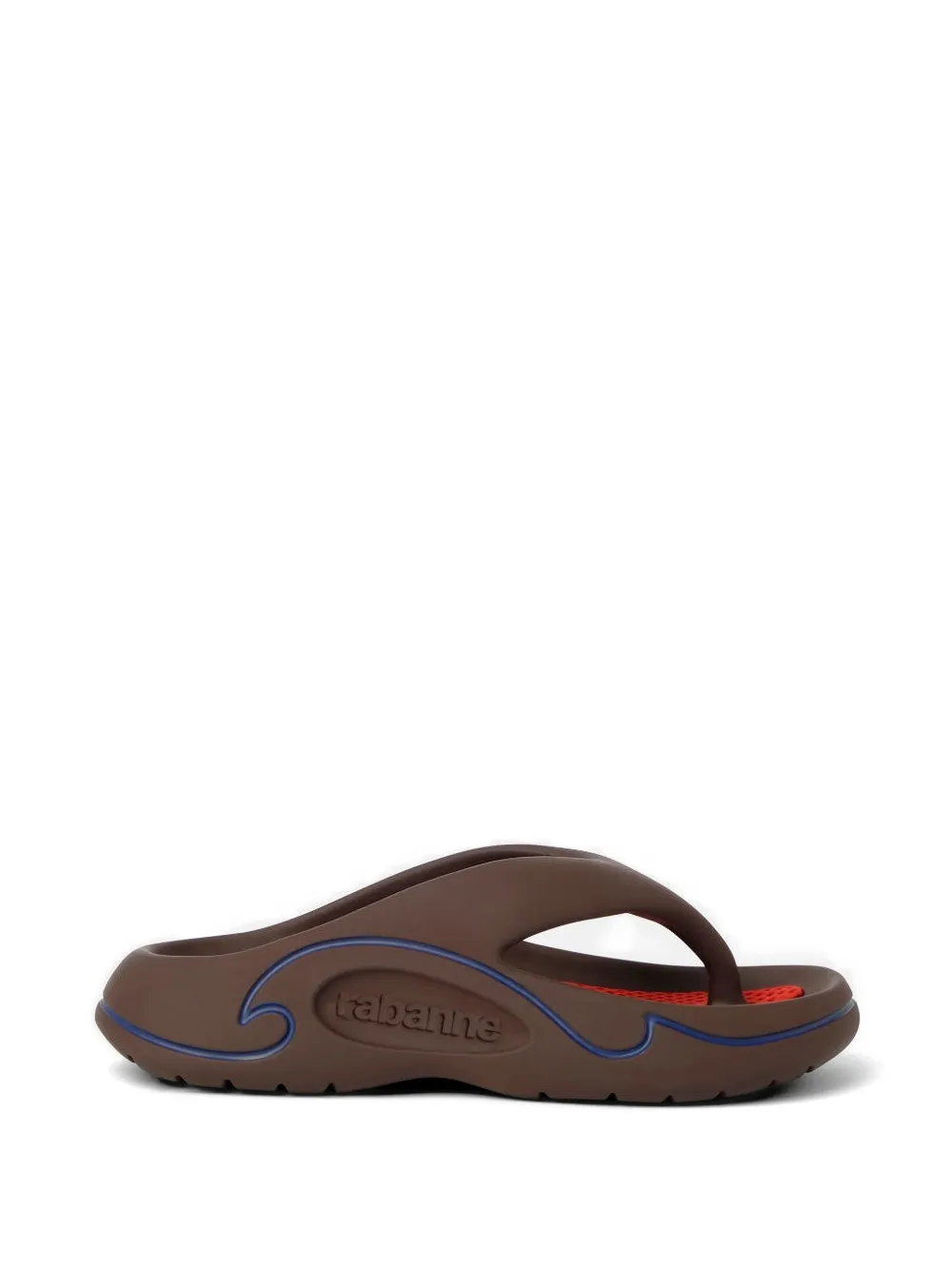 Rabanne embossed-logo thong-strap flip-flops - Braun