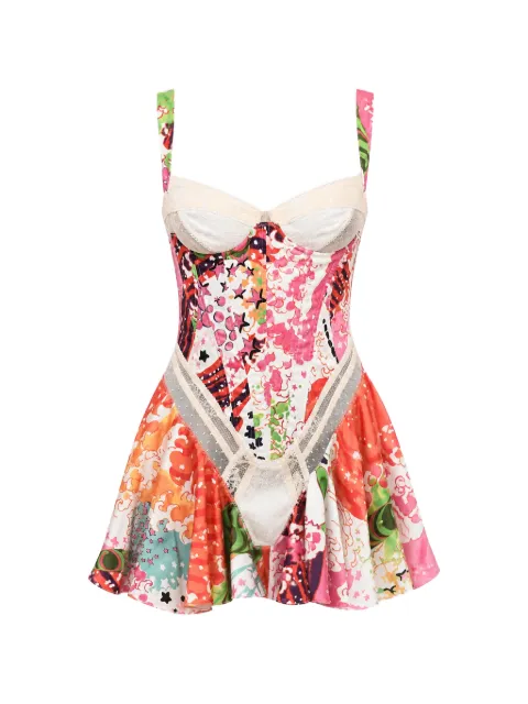 DSQUARED2 floral-print mesh-detail dress