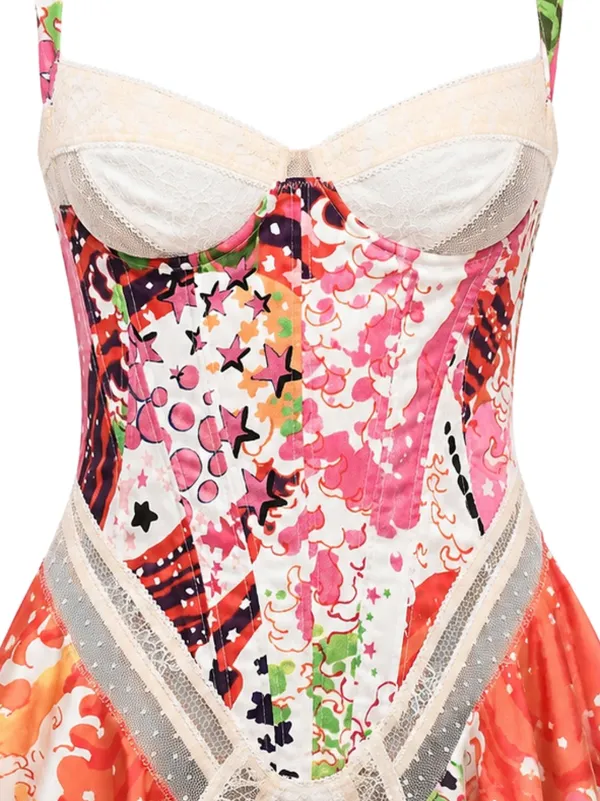 dsquared2 floral lace corset dress DSQUARED2 floral-print mesh-detail Dress | Pink