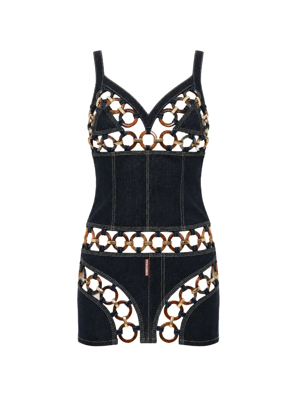 Dsquared2 Cut-out Ring-embellished Mini Dress In Black