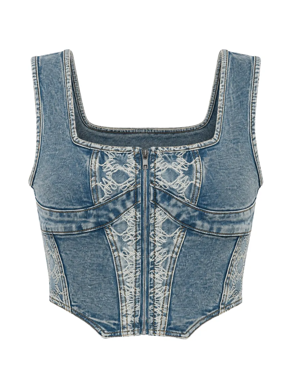 AMIRI embroidered denim corset top - Blau