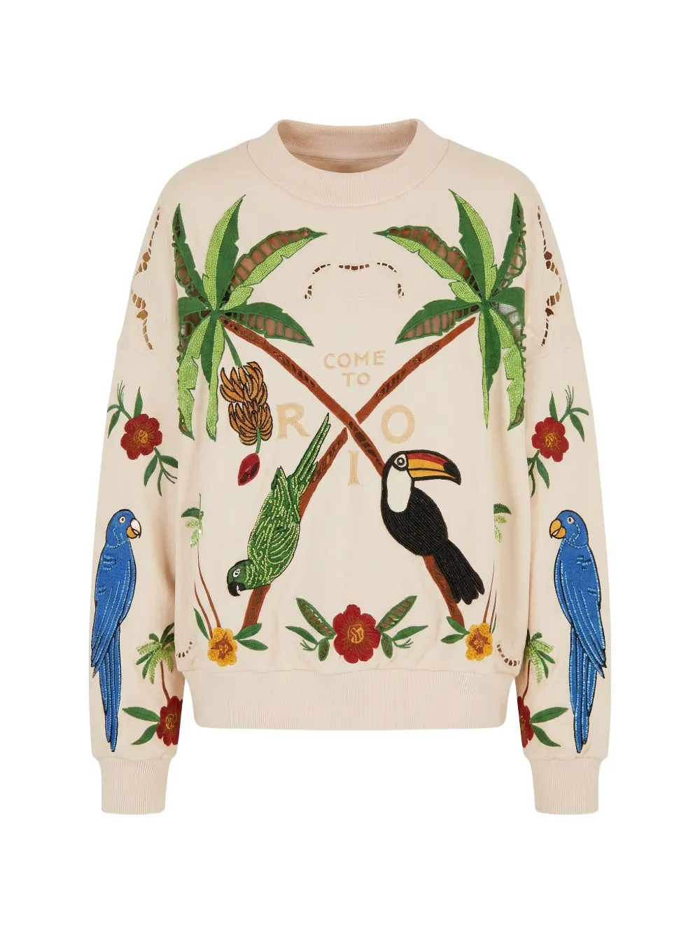 FARM Rio bird-embroidered sweatshirt - Toni neutri