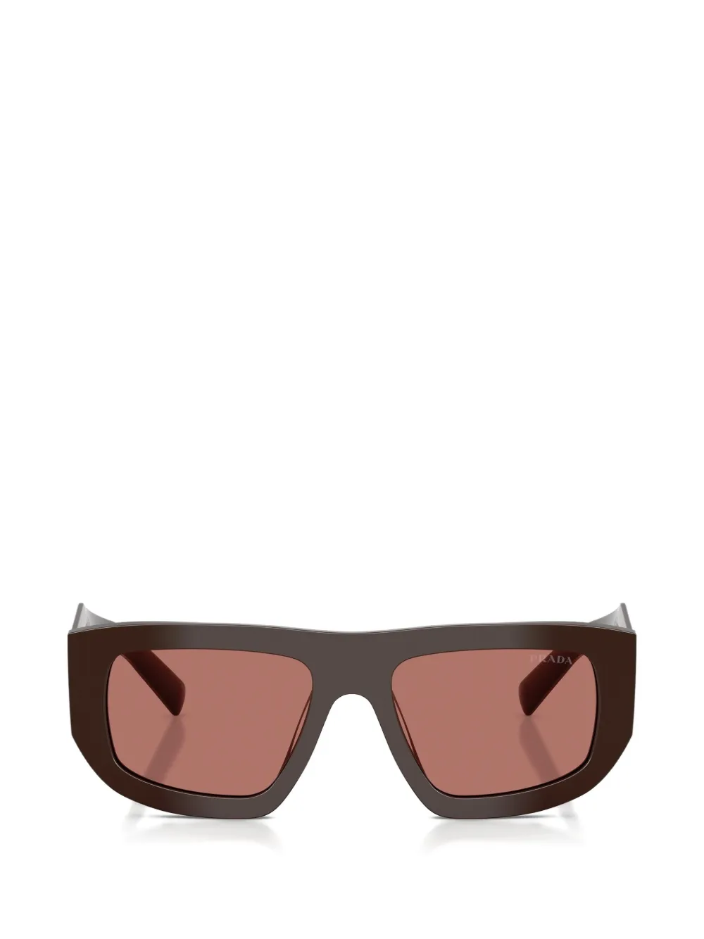 Prada Eyewear logo-engraved rectangle-frame sunglasses - Marrone