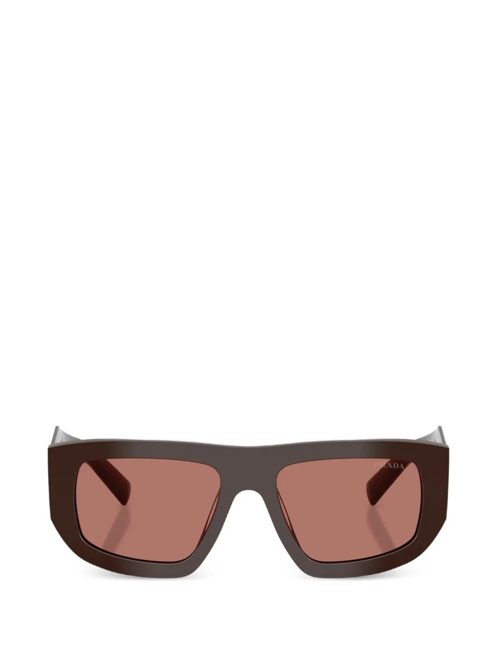 Prada Eyewear logo-engraved rectangle-frame sunglasses - Braun