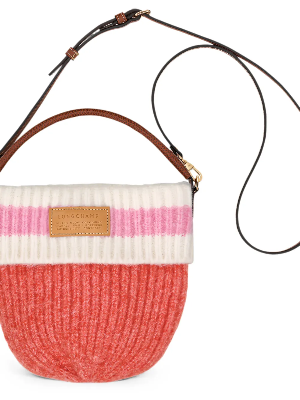 Longchamp Le Pliage kleine ribgebreide crossbodytas Oranje