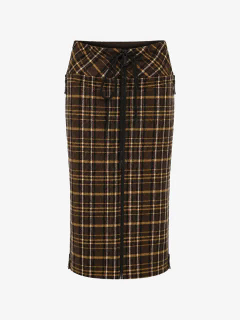 DSQUARED2 tartan-pattern front-zip midi skirt