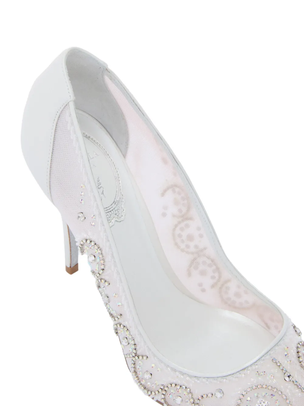 René Caovilla Jahanara crystal-embellished mesh pumps Wit