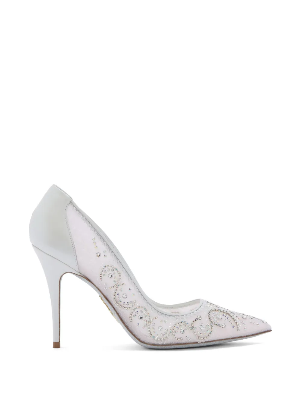 René Caovilla Jahanara crystal-embellished mesh pumps Wit