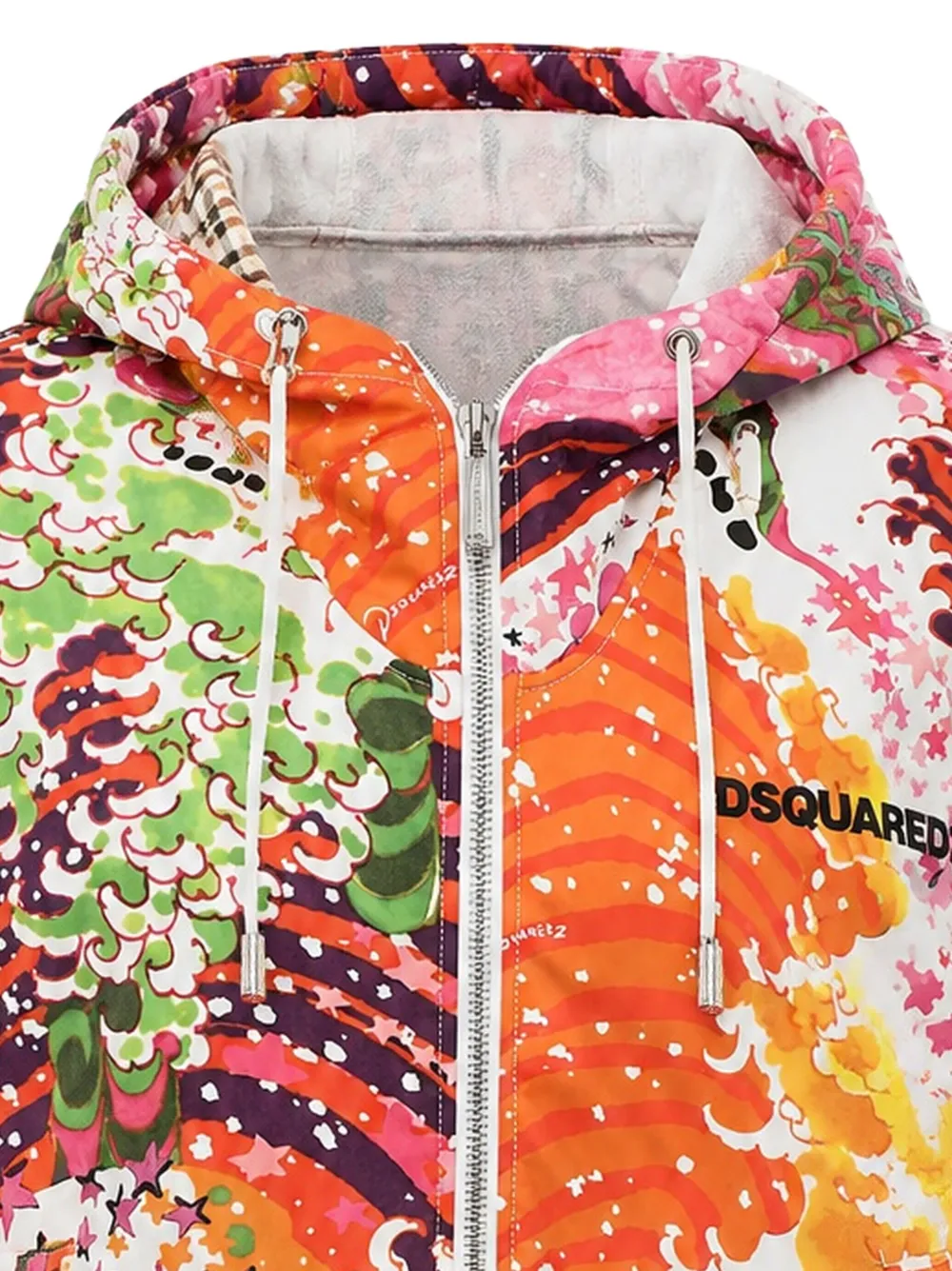  Dsquared2 Patterned Hooded Jacket - Blanc 