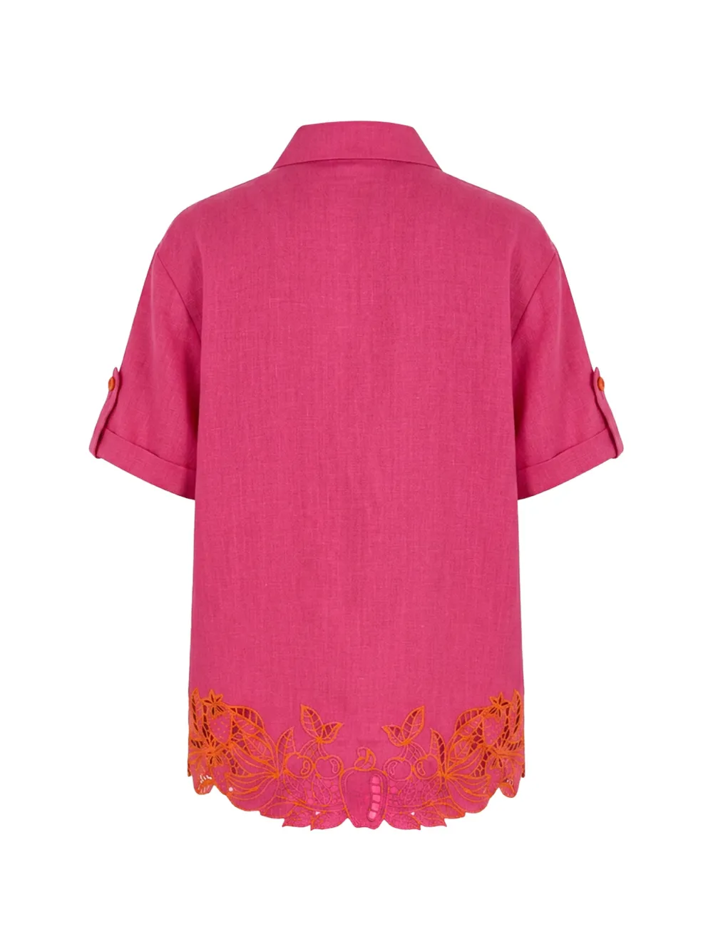 FARM Rio Blouse met kanten afwerking en korte mouwen Roze