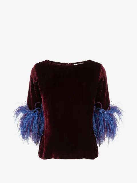 Stephan Janson blusa con ribete de plumas