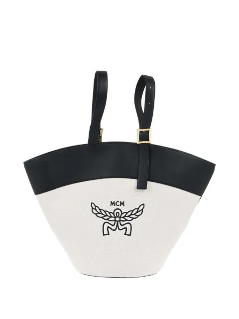 MCM Himmel logo-print buckle-detail tote bag