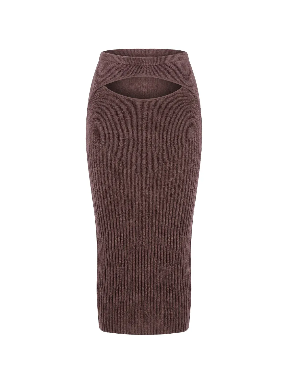 ANDREĀDAMO ribbed pencil midi skirt - Braun
