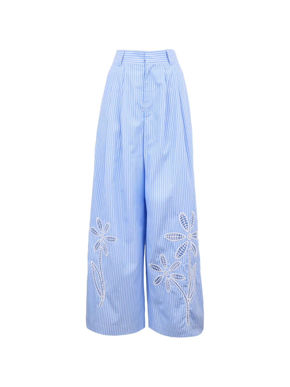 Mira Mikati striped floral-embroidered trousers - Blu