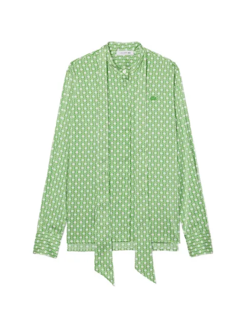 Lacoste patterned tie-neck shirt