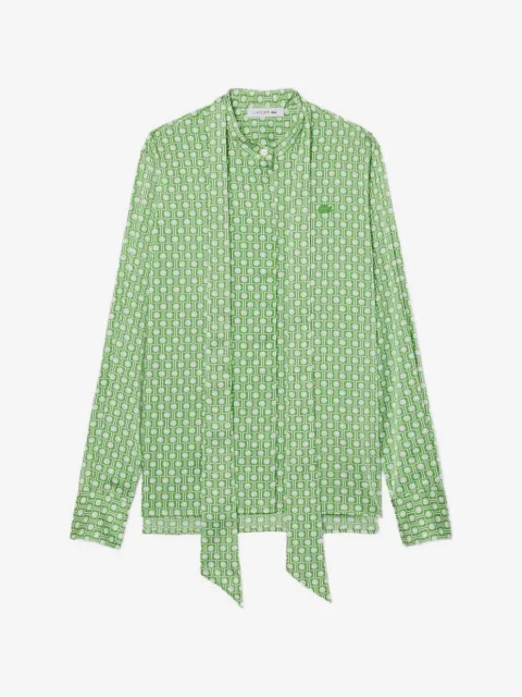 Lacoste patterned tie-neck shirt